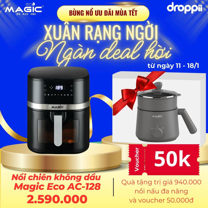 Nồi chiên không dầu 8 lít điện tử Magic Eco AC-128